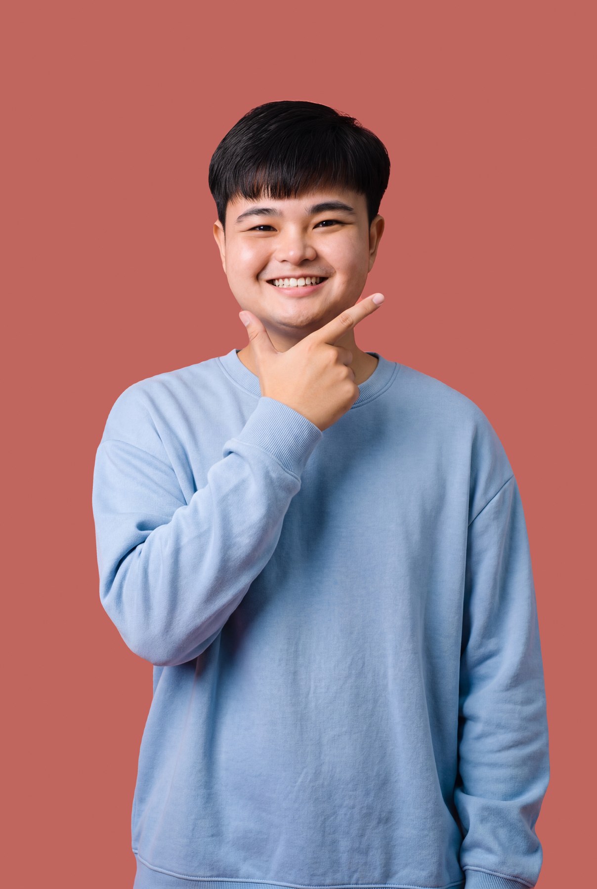 A2 cheeky · Point-at-Own-Smile
