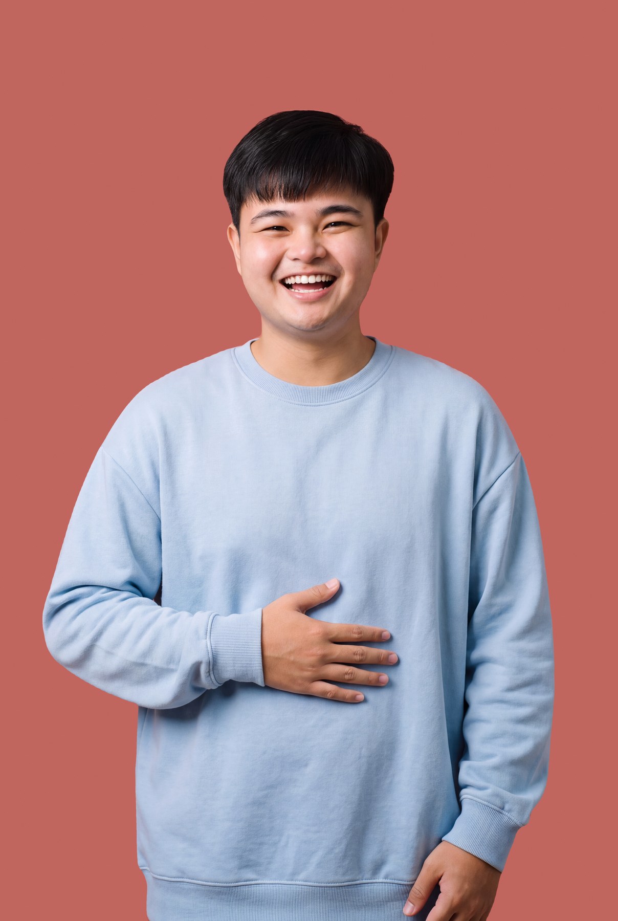 A2 cheeky · Belly-Laugh Hand on Stomach