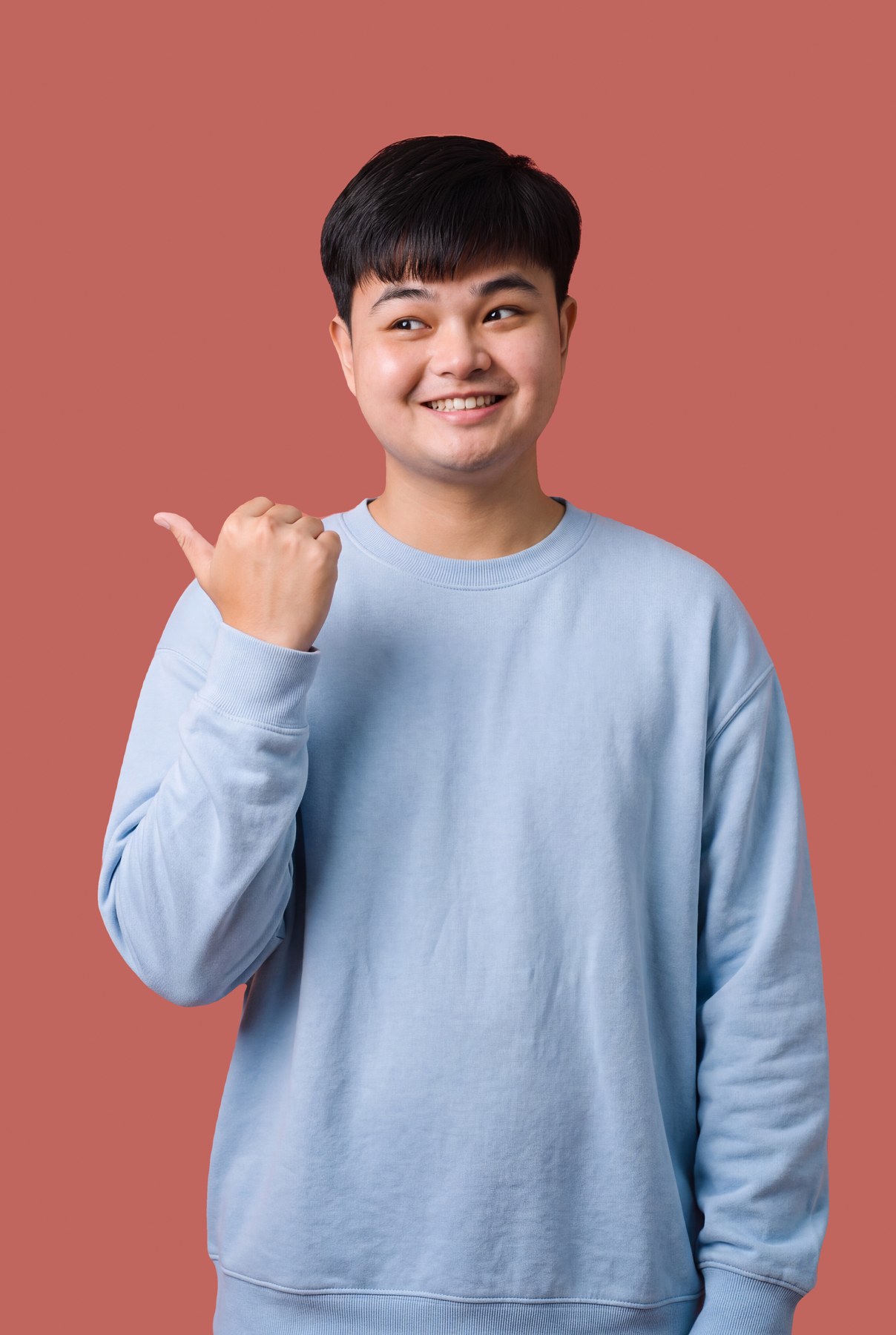 A2 cheeky · Thumb-Point Over Shoulder
